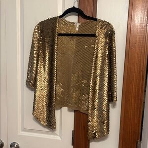 Flounce Gold Sequin Mesh Cardigan style Jacket